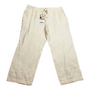 Folksong Lucknow Chikan Craft Tussar Silk Viscose Straight Pants XL NEW- Artisan